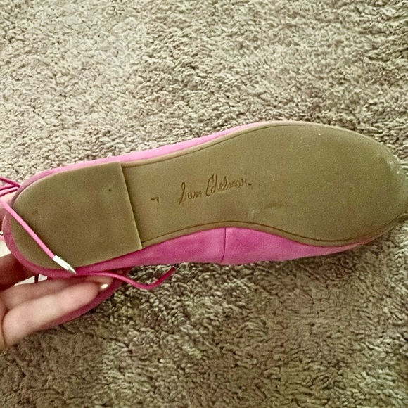 SAM EDELMAN PINK LACE UP SWEADE SHOES SIZE 8 - Picture 10 of 14